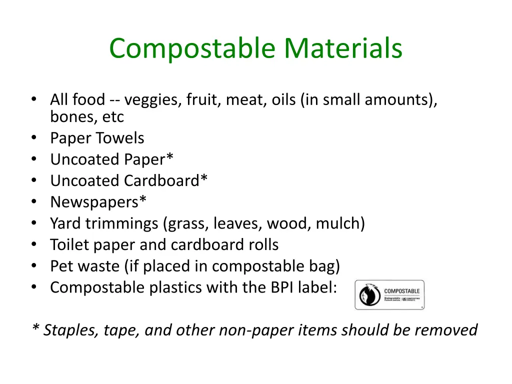 compostable materials