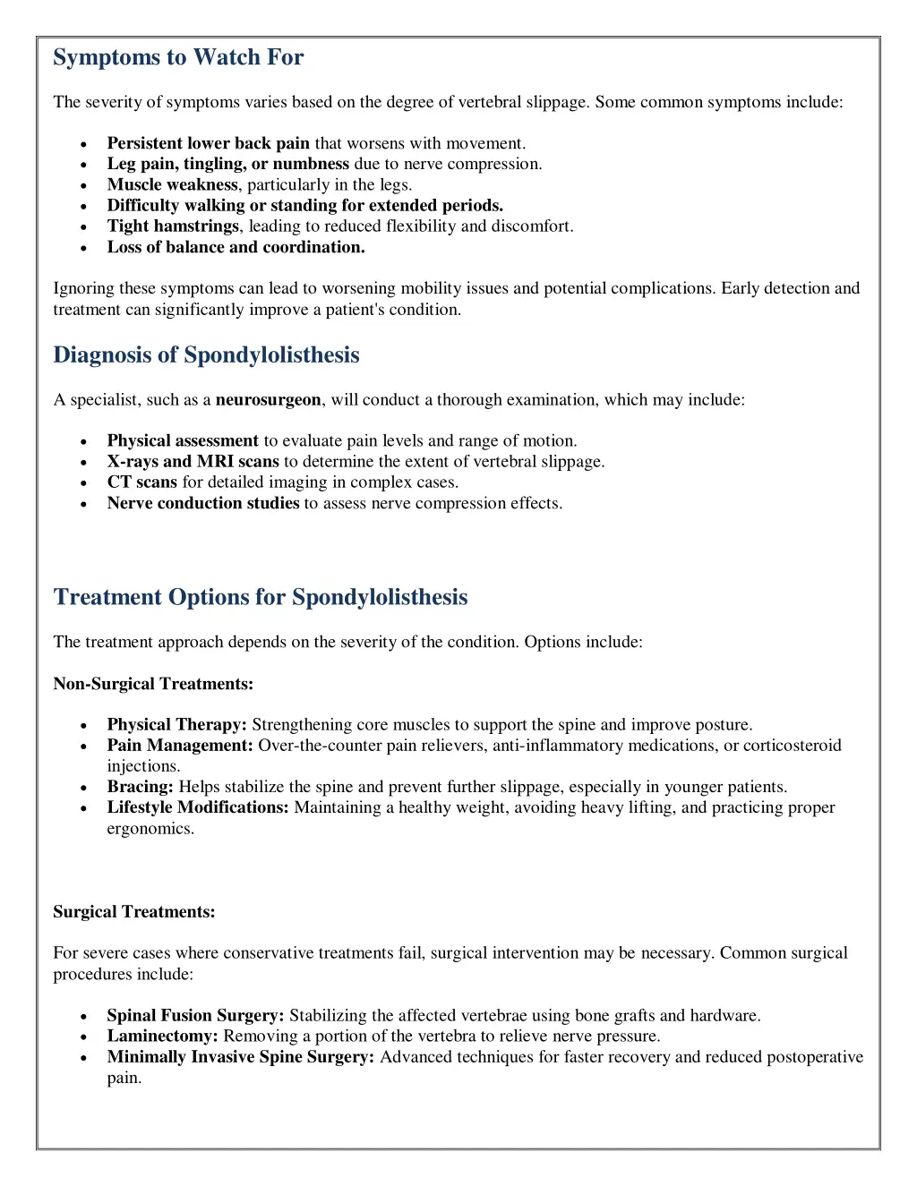 symptoms to watch for