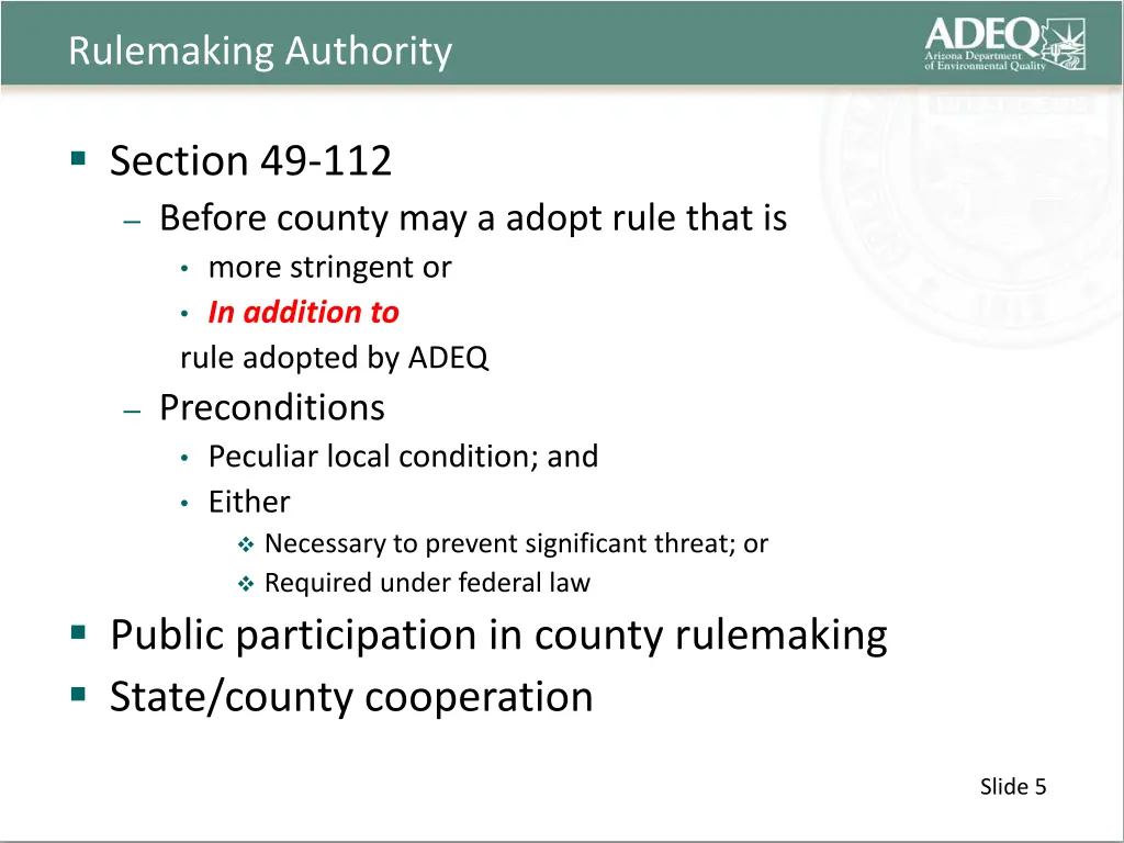 rulemaking authority 1