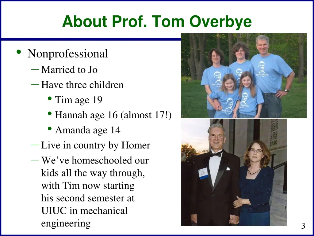 about prof tom overbye