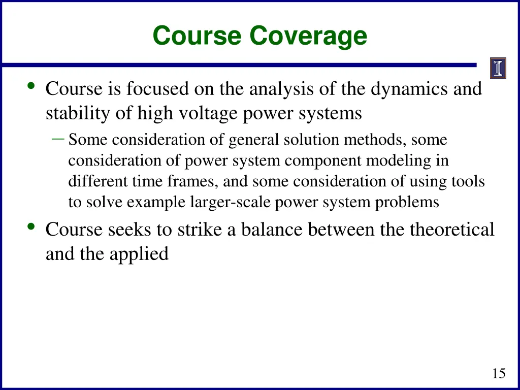 course coverage