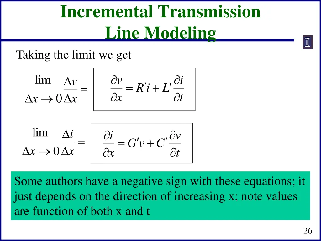incremental transmission line modeling taking
