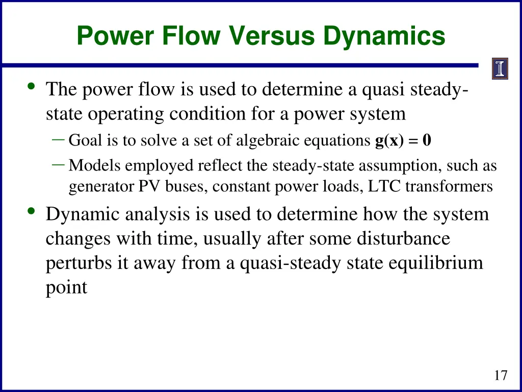 power flow versus dynamics
