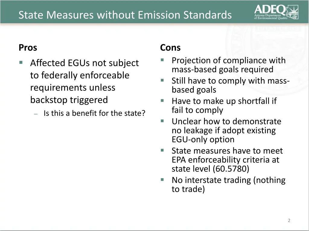 state measures without emission standards