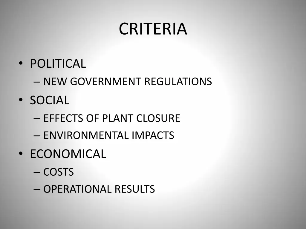 criteria