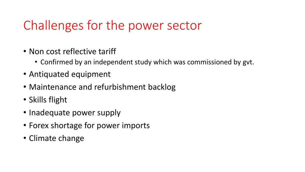 challenges for the power sector
