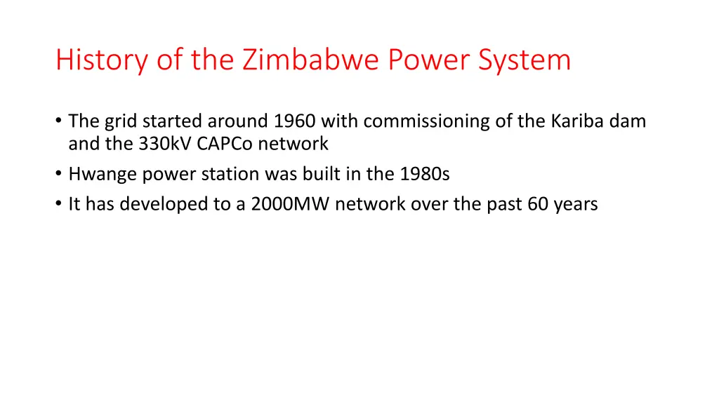 history of the zimbabwe power system