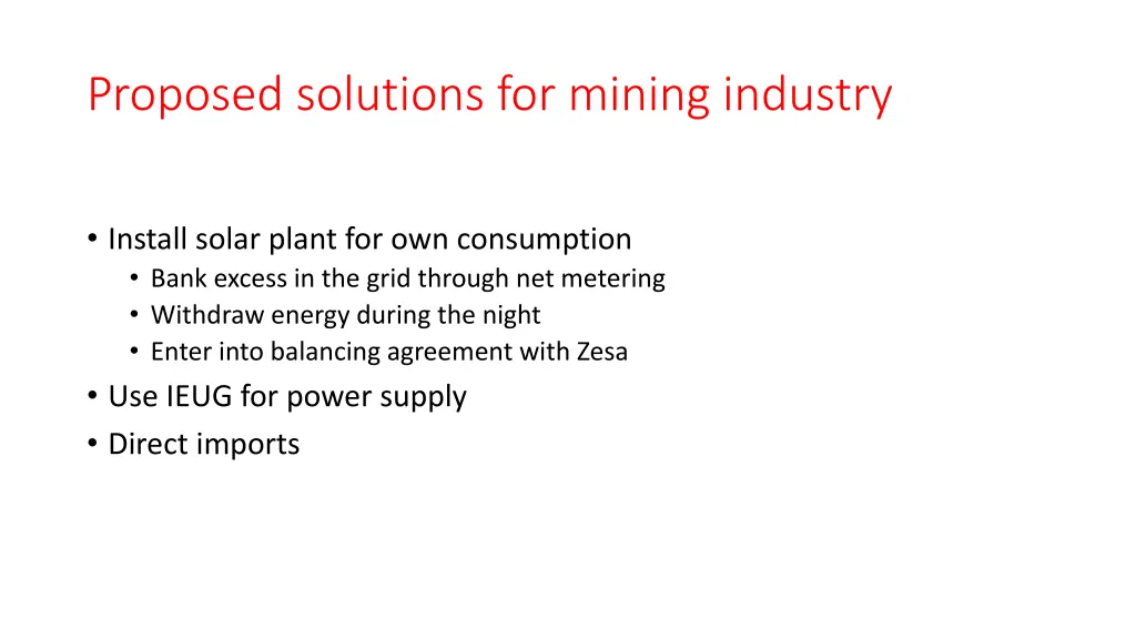 proposed solutions for mining industry