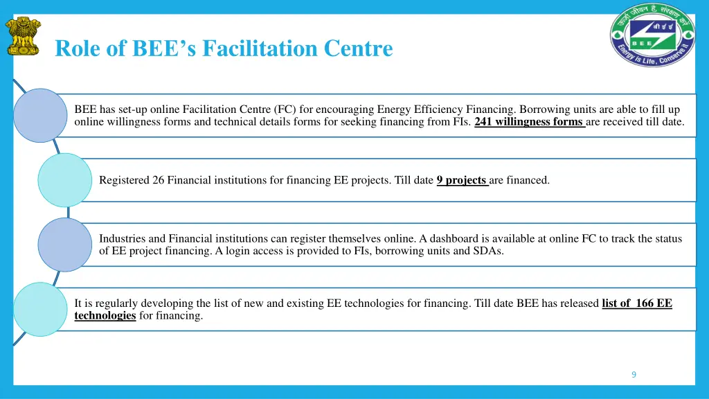 role of bee s facilitation centre