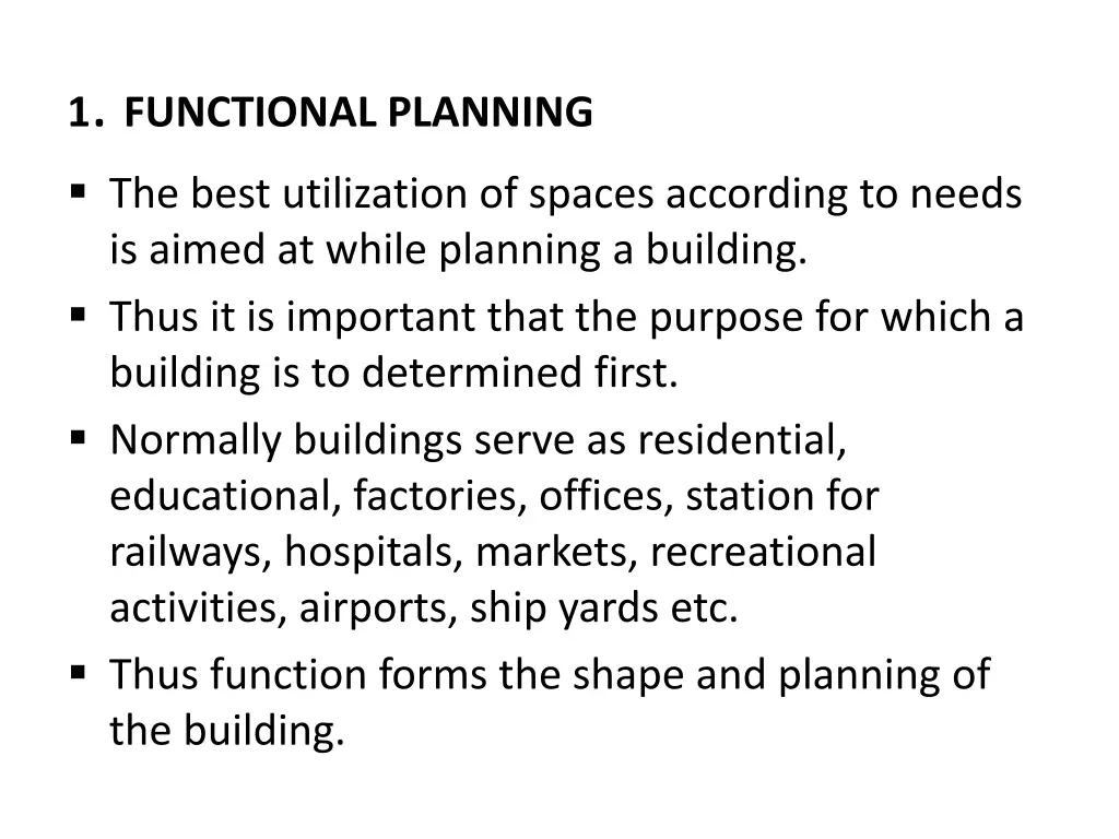 1 functional planning the best utilization