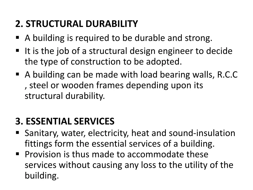2 structural durability a building is required