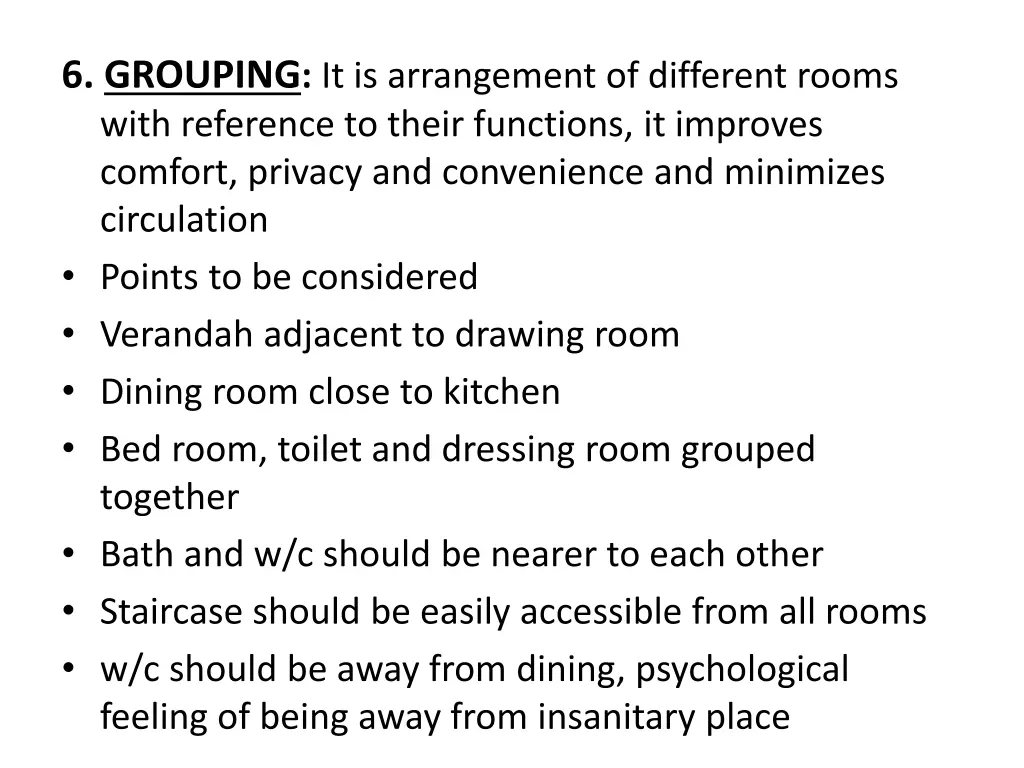 6 grouping it is arrangement of different rooms