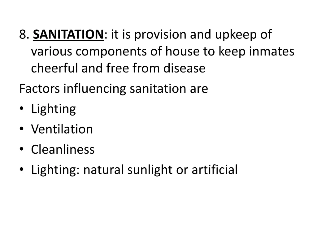 8 sanitation it is provision and upkeep
