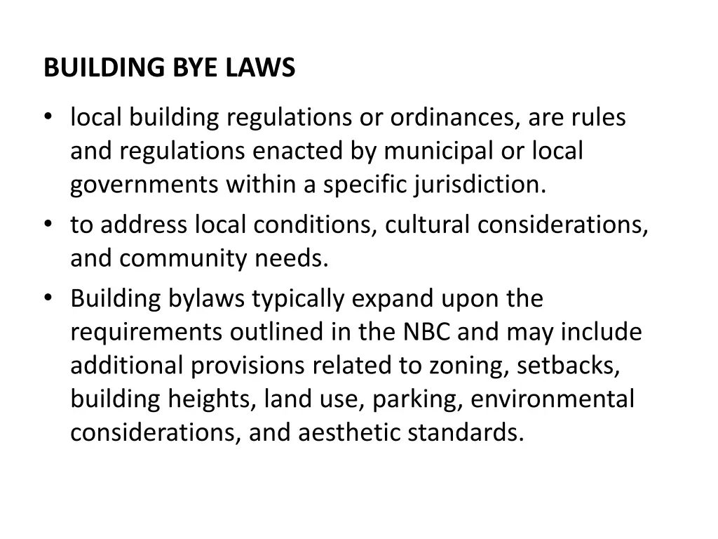 building bye laws