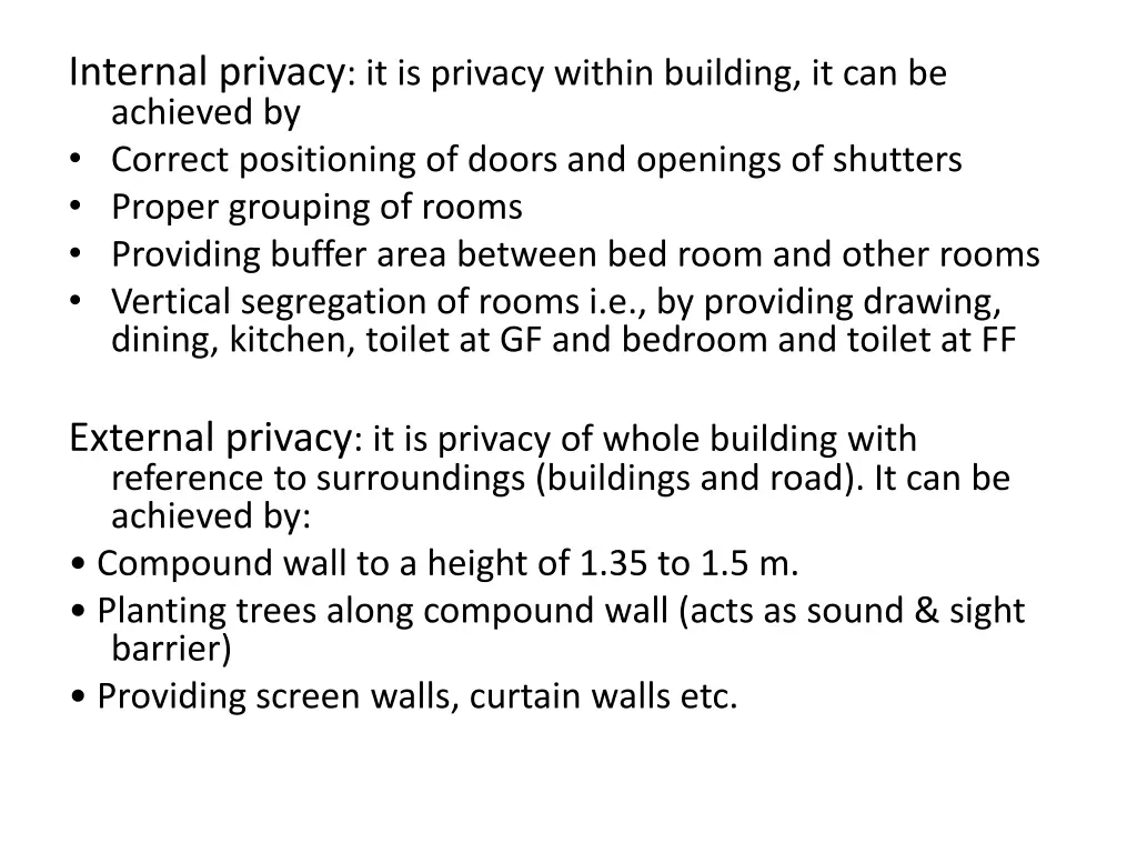 internal privacy it is privacy within building