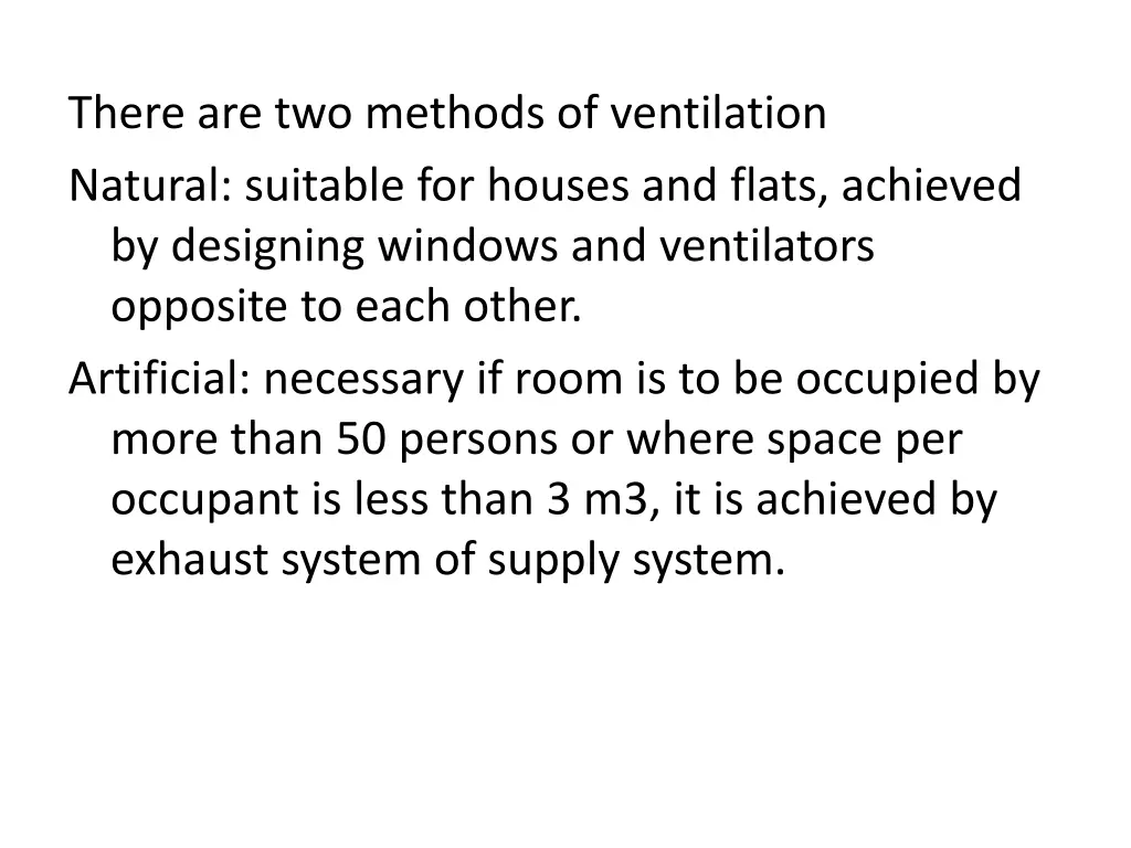 there are two methods of ventilation natural