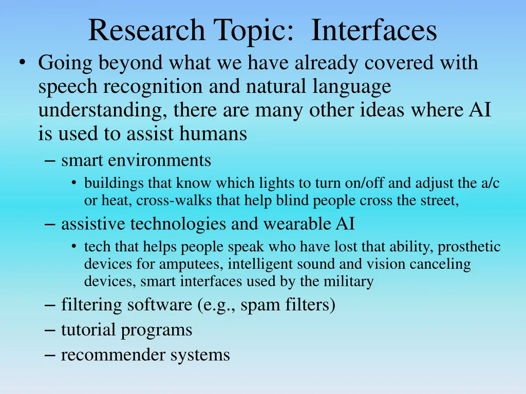 research topic interfaces going beyond what