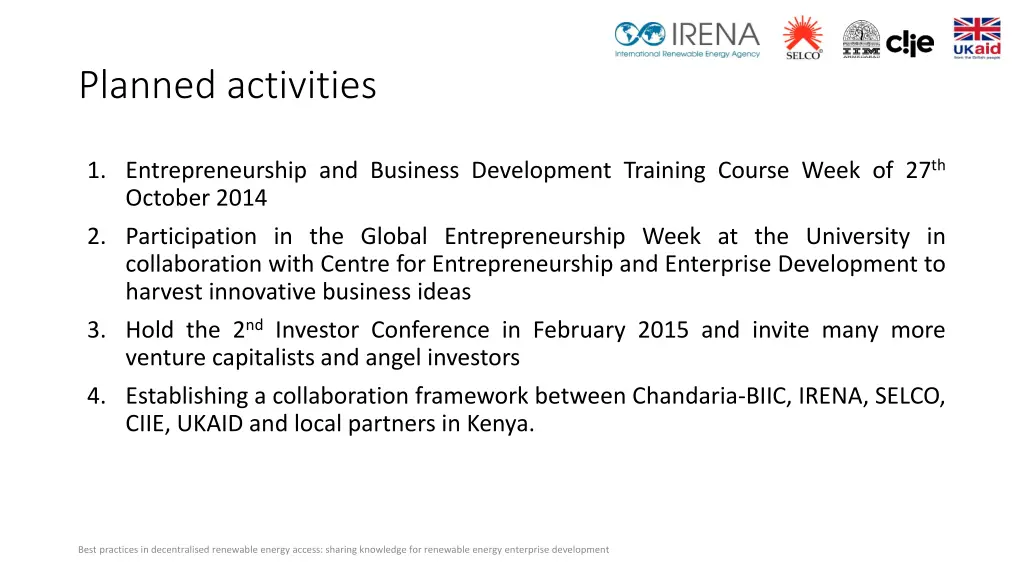 planned activities