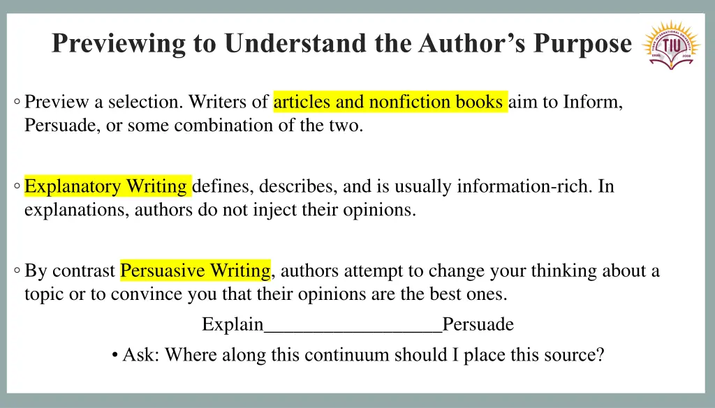 previewing to understand the author s purpose