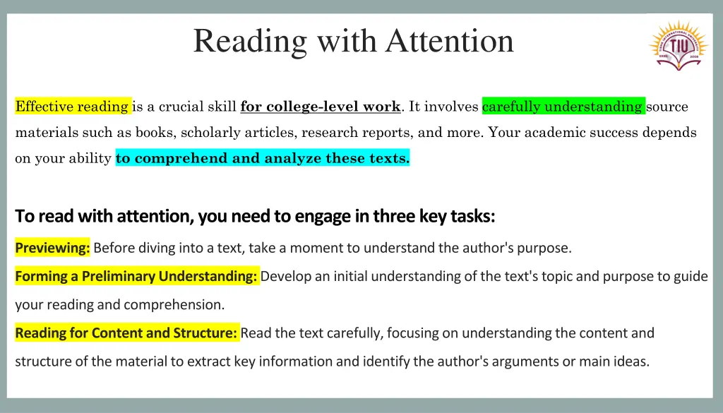 reading with attention