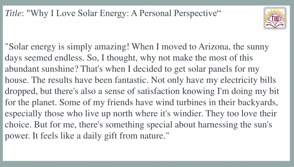 title why i love solar energy a personal