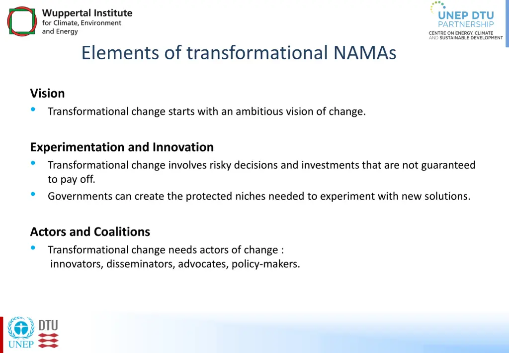 elements of transformational namas