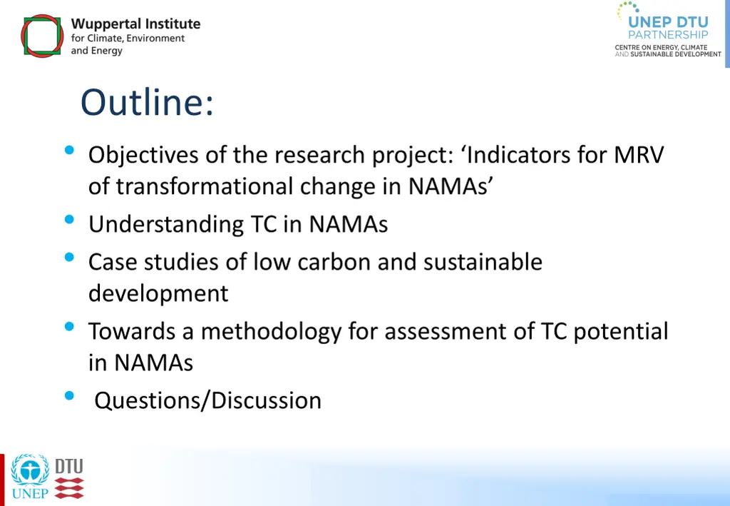 outline objectives of the research project