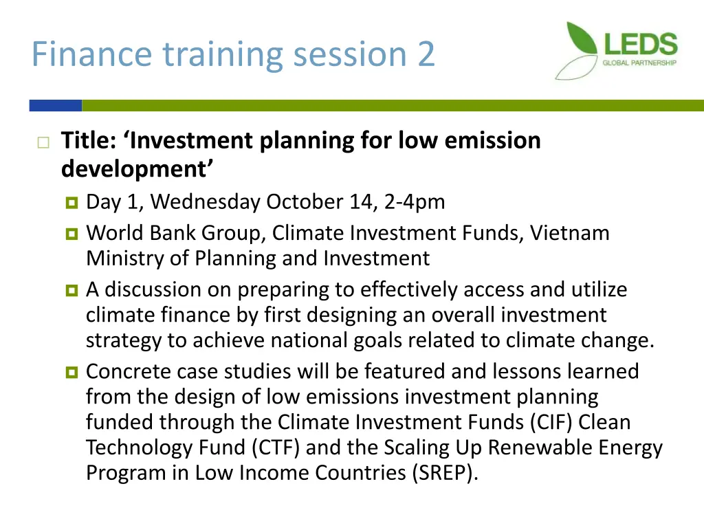 finance training session 2
