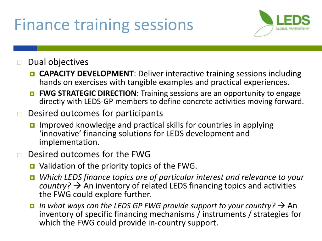 finance training sessions