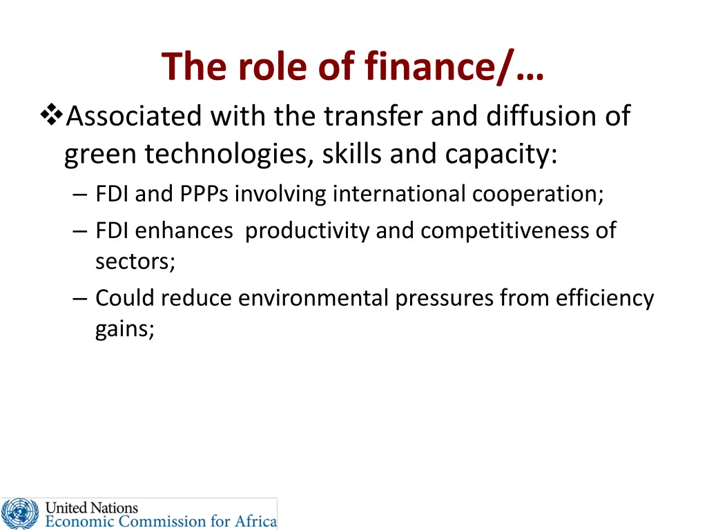 the role of finance associated with the transfer