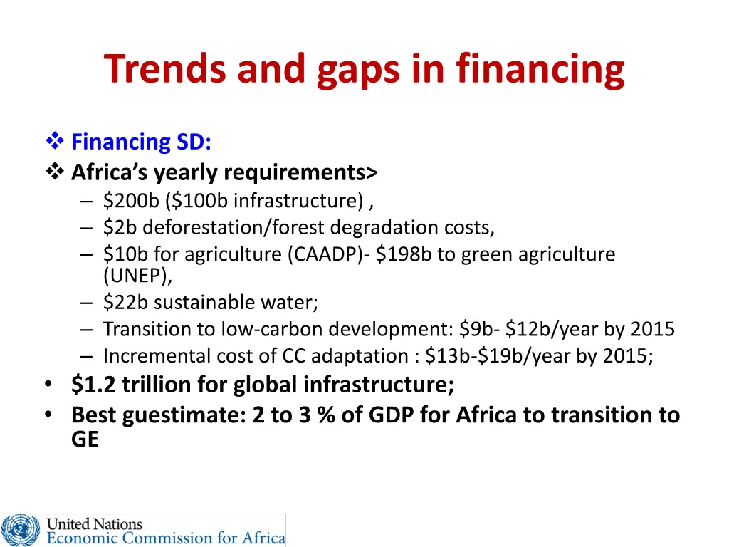trends and gaps in financing