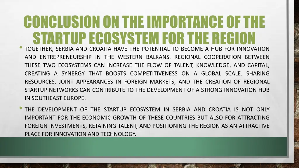 conclusion on the importance of the startup