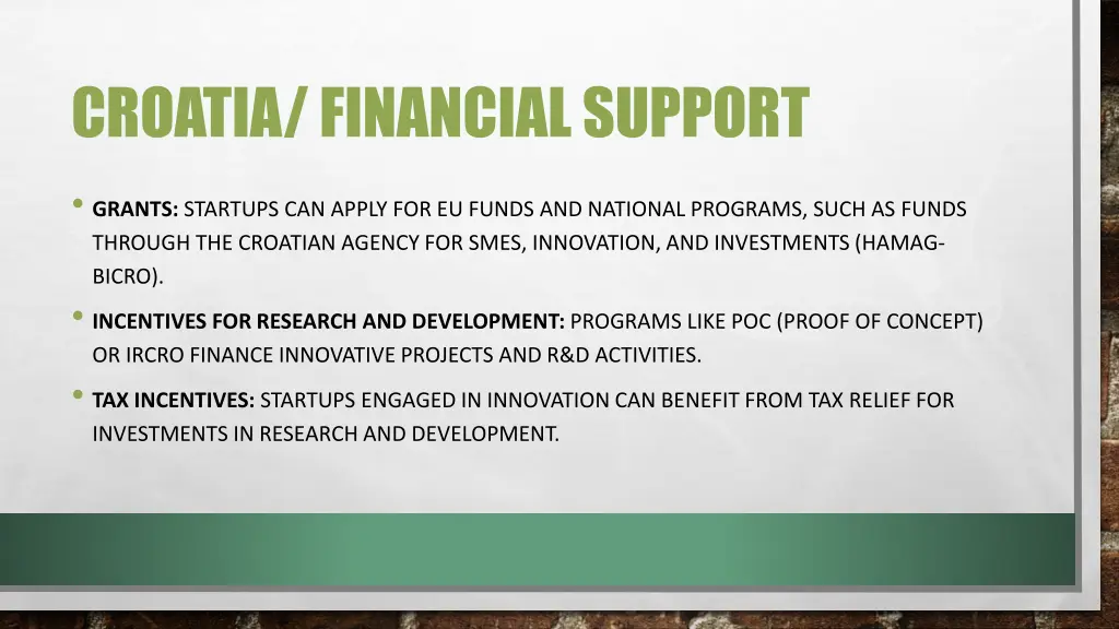 croatia financial support