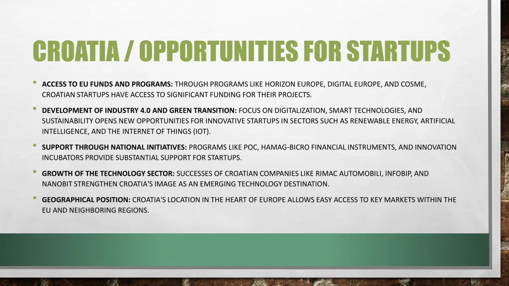 croatia opportunities for startups