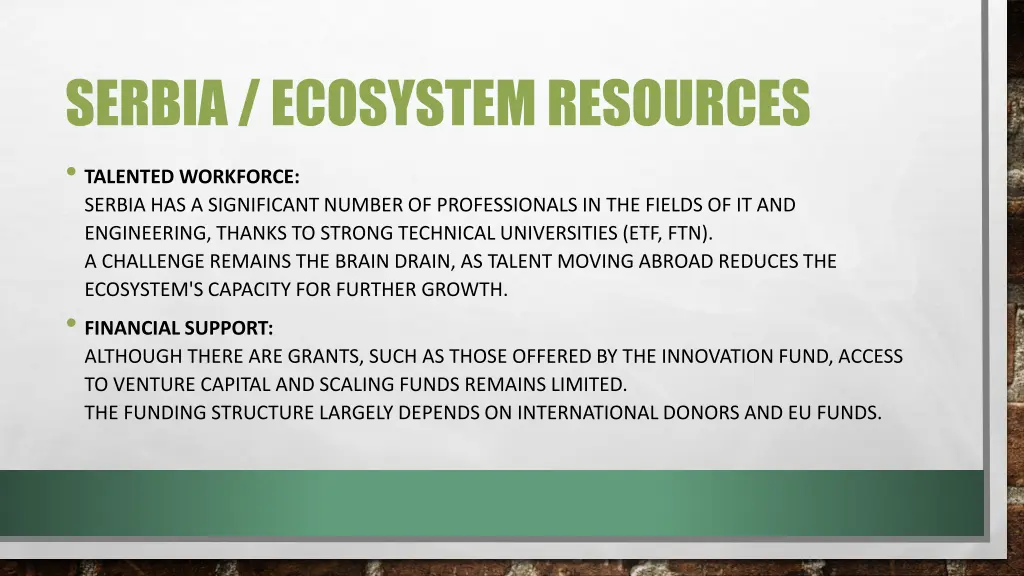 serbia ecosystem resources talented workforce