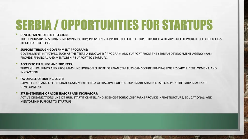 serbia opportunities for startups development
