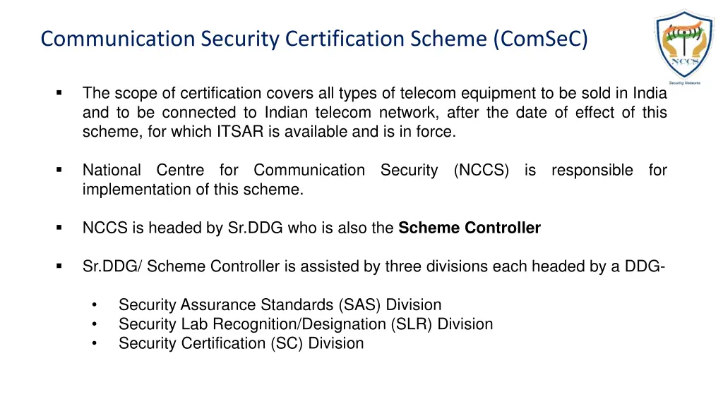 communication security certification scheme comsec 2