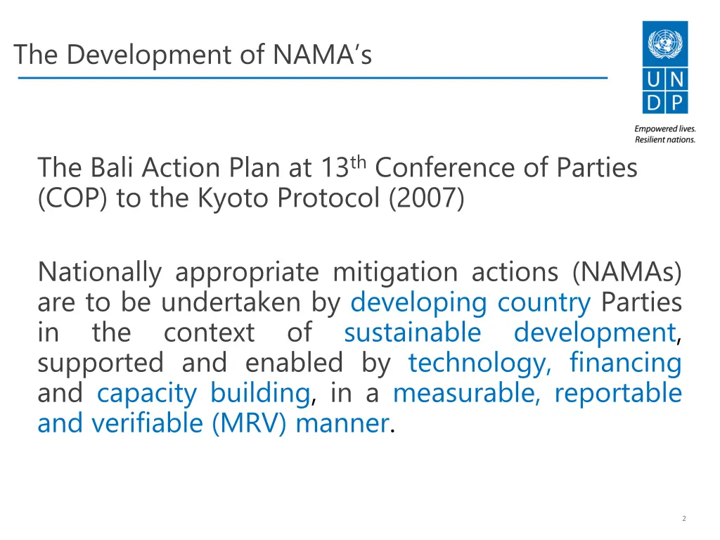the development of nama s