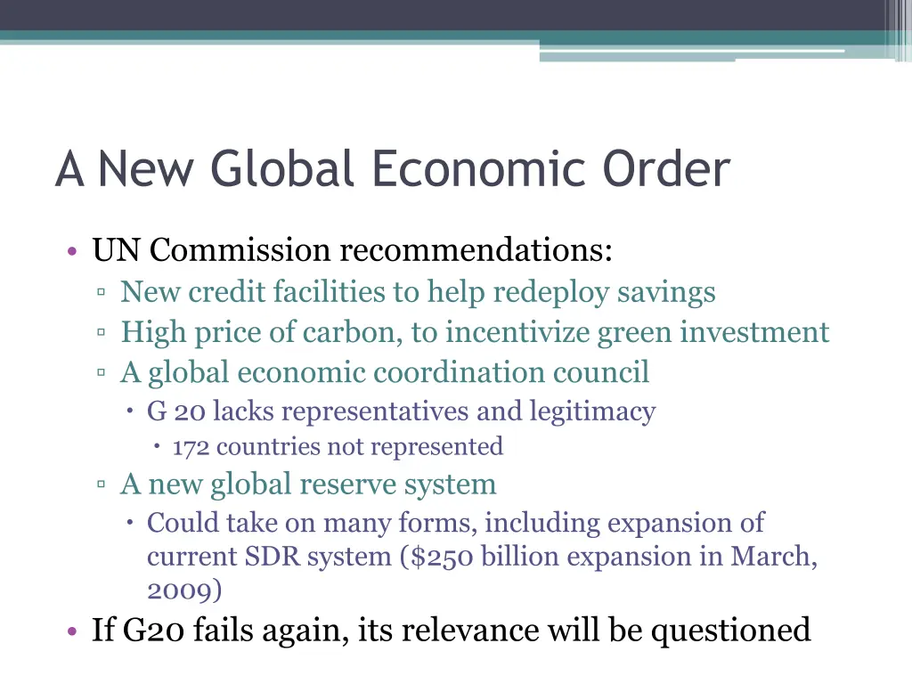 a new global economic order
