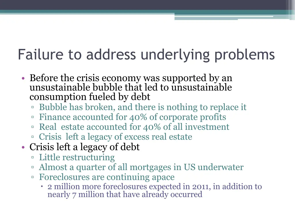 failure to address underlying problems