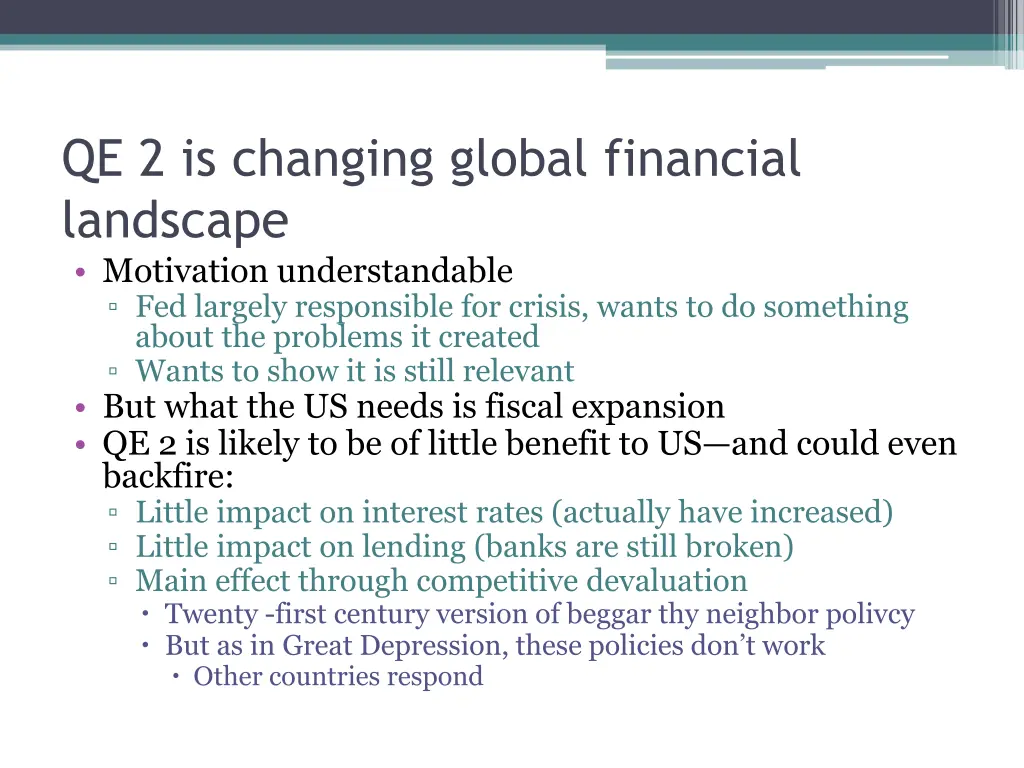 qe 2 is changing global financial landscape