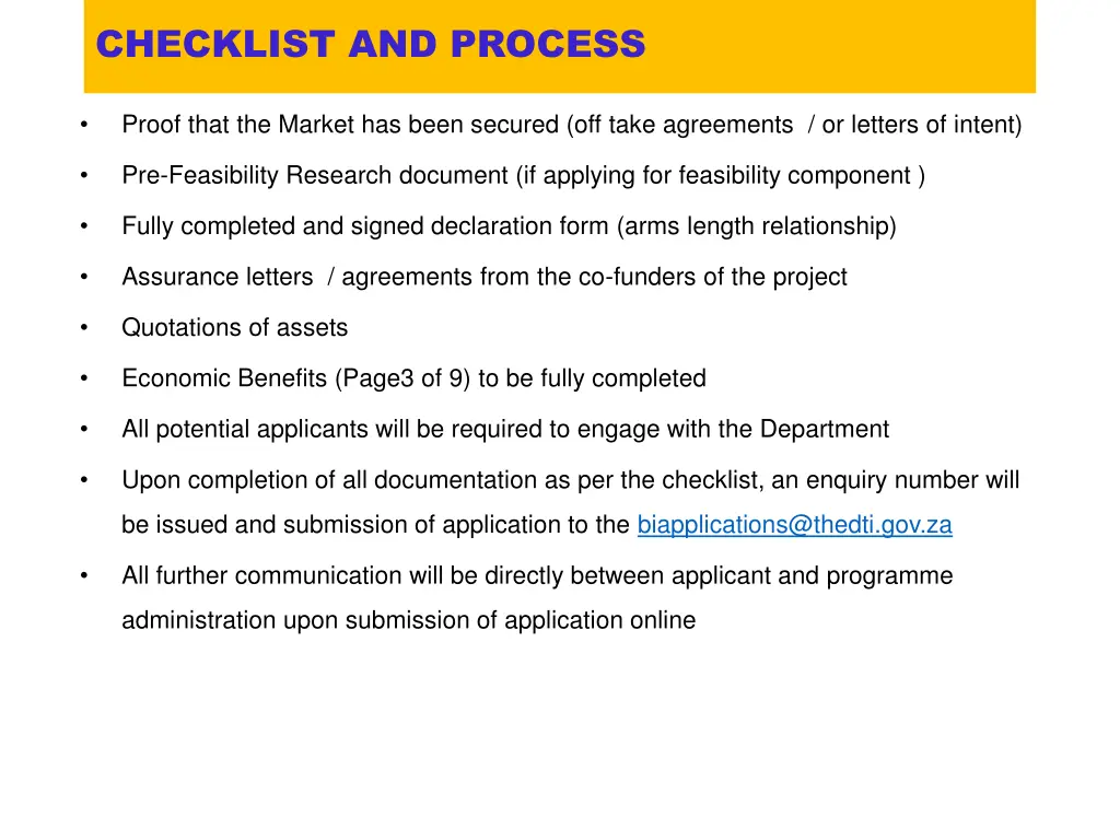 checklist and process 1