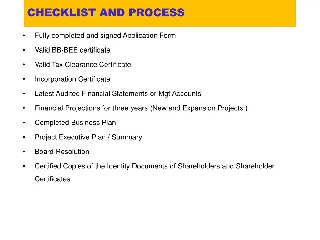 checklist and process