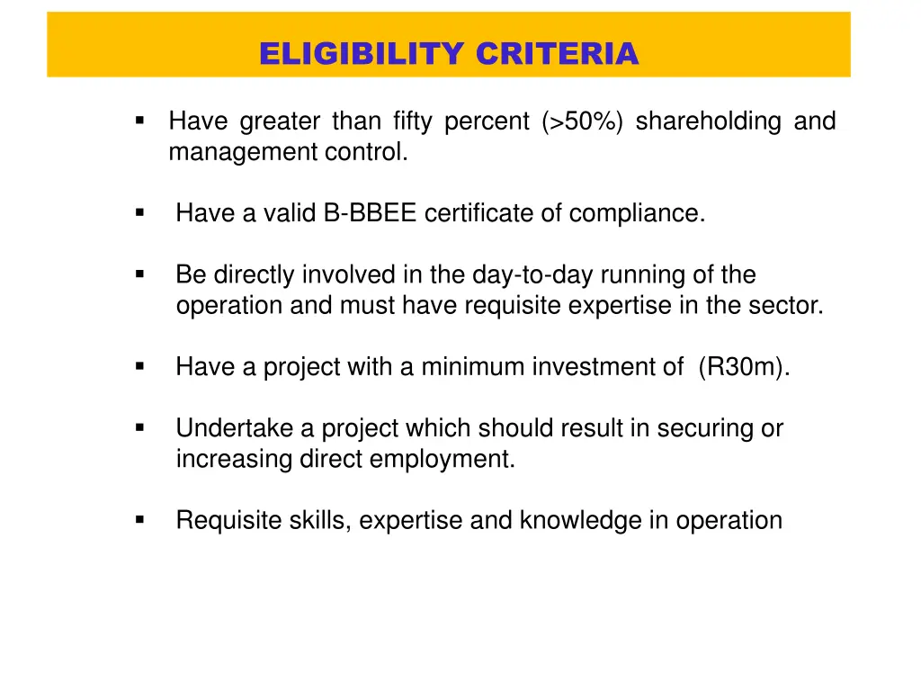 eligibility criteria