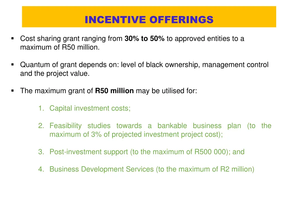 incentive offerings