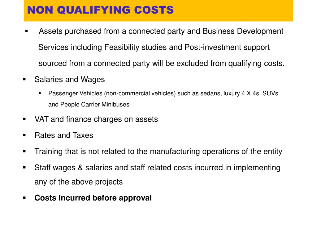 non qualifying costs