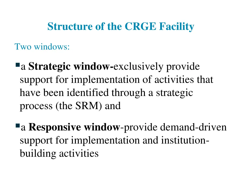 structure of the crge facility