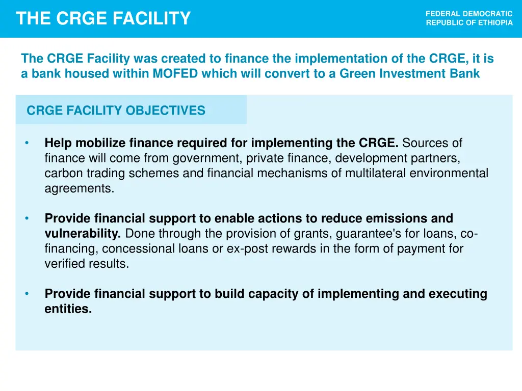 the crge facility