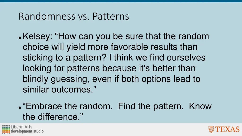 randomness vs patterns