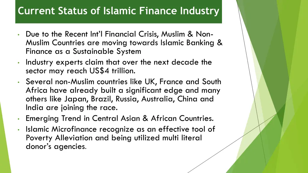 current status of islamic finance industry 1